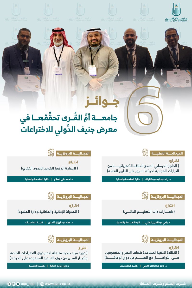 uqu_edu's tweet photo. #خبر

#جامعة_أم_القرى تحقِّق 6 ميداليات في معرض جنيف الدولي للاختراعات 2024. 

🔗
https://t.co/zu7FVb8LxU https://t.co/ItlNUm0jn9