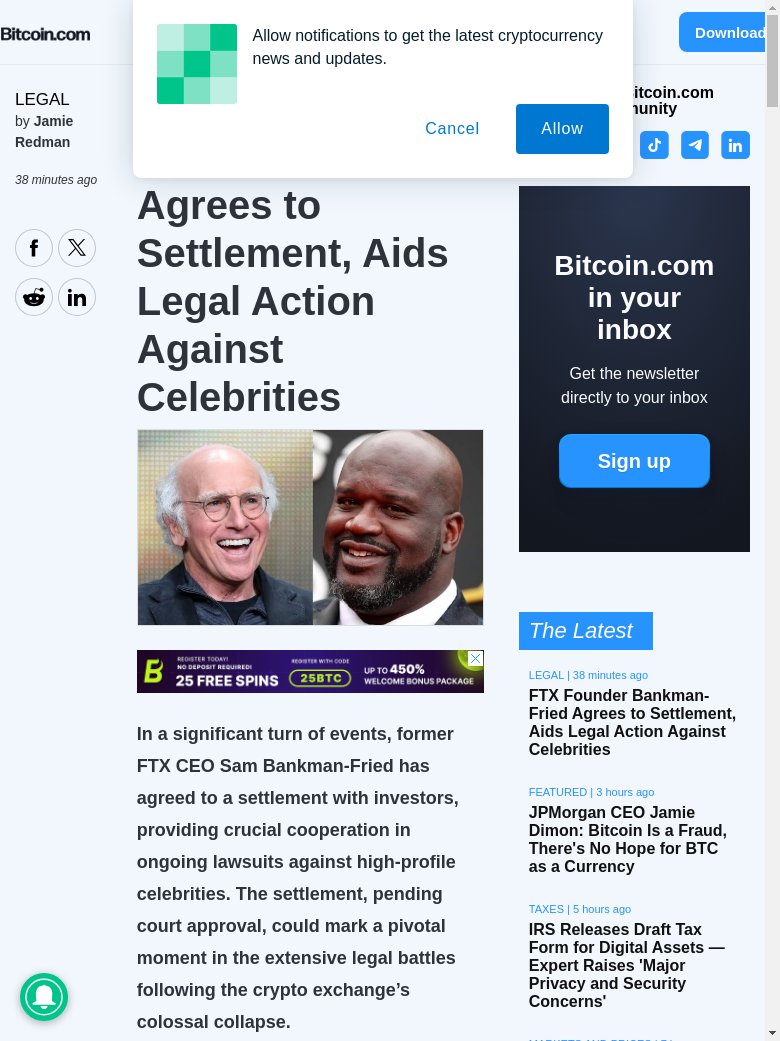 BREAKING NEWS :  Settlement with FTX founder aids legal action against celebrities, impacting crypto. cryptoeco.net/tw/f16c.html  #FTX #legalaction #celebrities