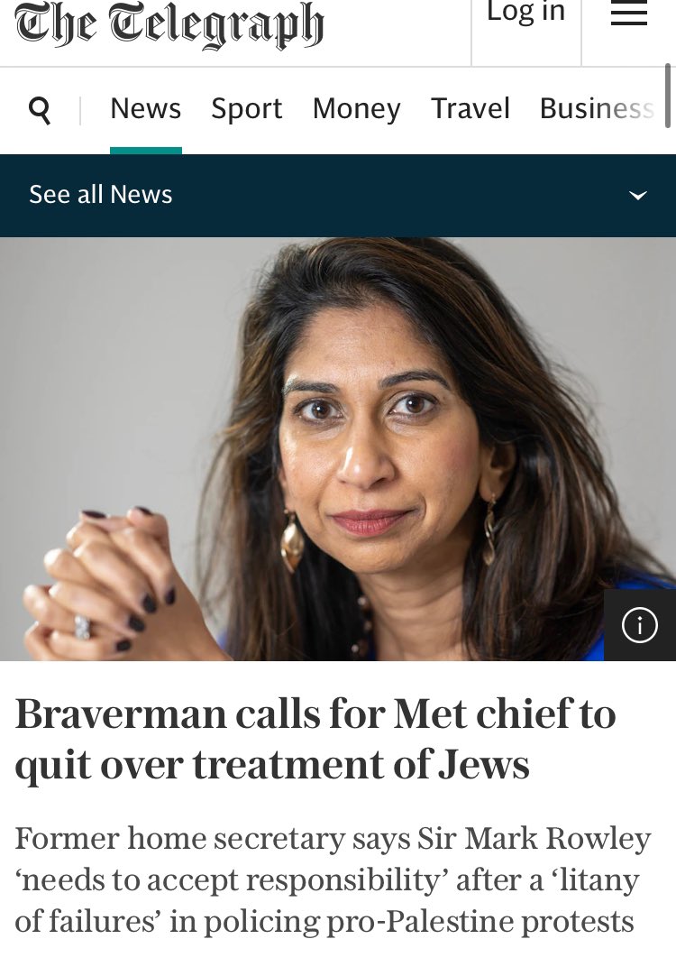 Suella Braverman has called for Mark Rowley to quit after a Met officer accused head of anti-semitism group of provoking pro-Palestine protest. Cab min Claire Coutinho says Met chief “got it wrong” & should apologise but ducks question on resignation on @SkyNews Jacqui Smith,