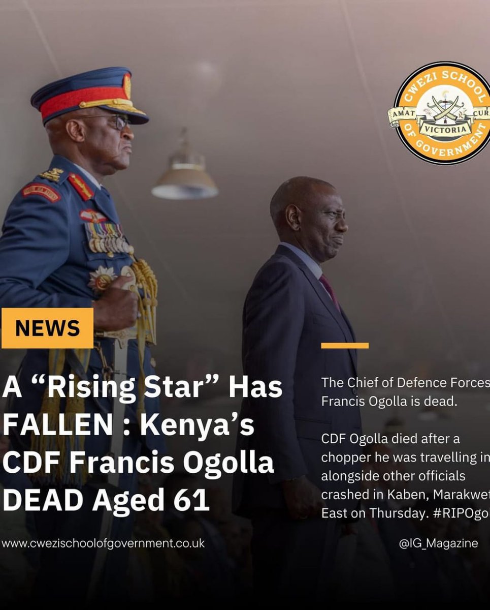 GPIforthepoor's tweet photo. GPIP  extends  deepest condolences to the family, friends, and colleagues of Gen F O Ogolla, who tragically lost their life in the recent plane crash.He will be remembered for his dedication, leadership, and service to the nation. Our thoughts and prayers.
Rest in peace MBS EBS. https://t.co/zgfT7R23nL