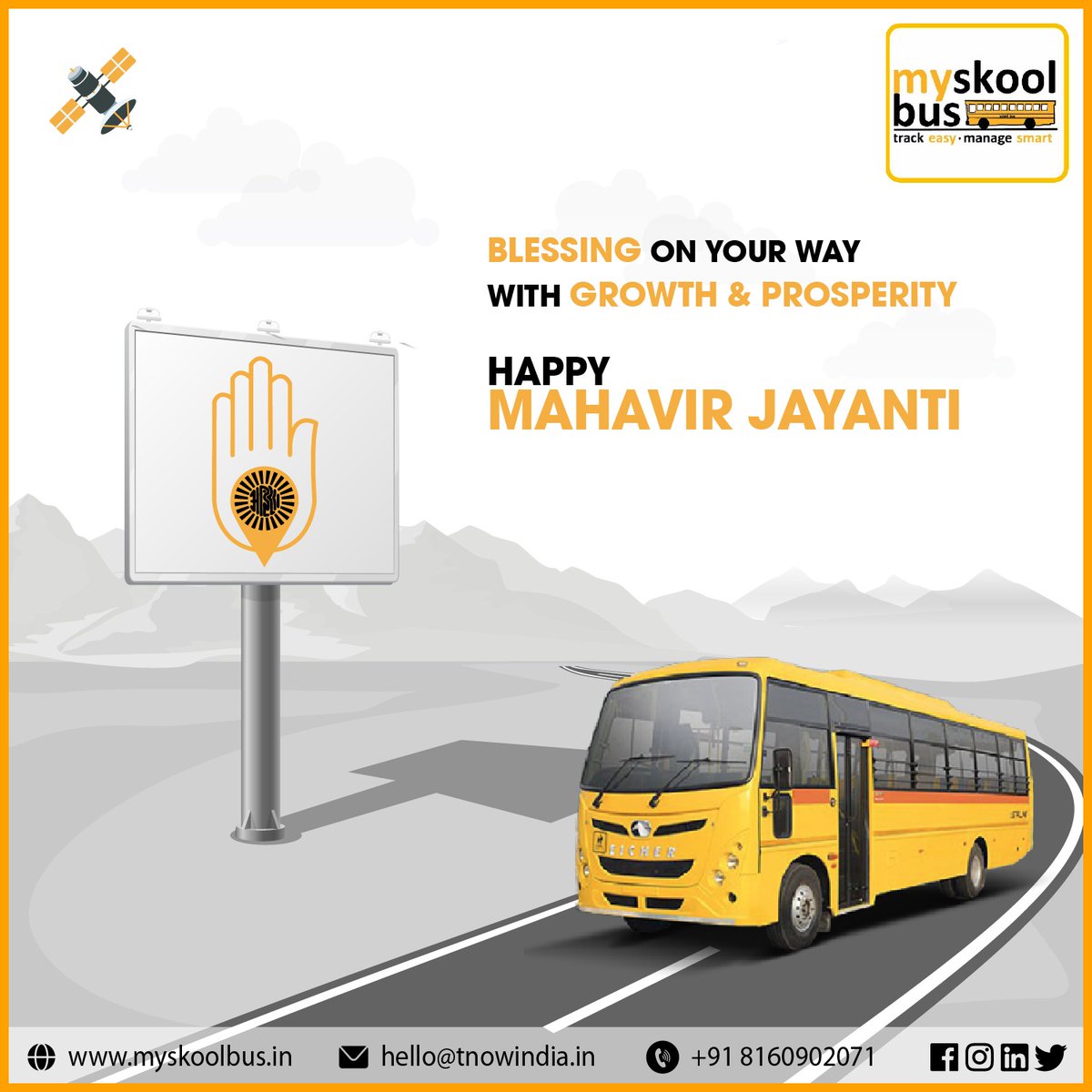 myskoolbus's tweet photo. Team @myskoolbus extends heartfelt blessings for growth and prosperity on this auspicious Mahavir Jayanti. 🙏

@myskoolbus:- Prioritize safety now - https://t.co/8UolK0kCK7

#tracknow #myskoolbus #mahavirjayanti #realtimealerts #routetracking #analyticsreports #drivermonitoring https://t.co/kQT9tZfHOK