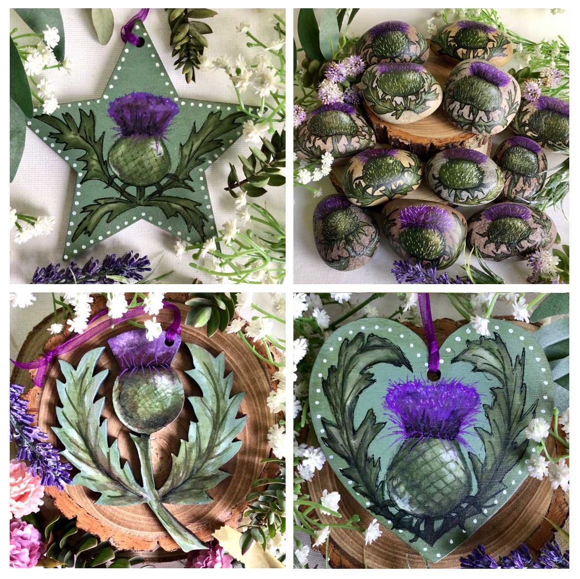 Thistles have been really popular this year and I've loved painting their beautiful colours 💜💚#ukgiftam #thistles #scotland #etsyshop #giftideas elbricrafts.etsy.com/listing/141284…