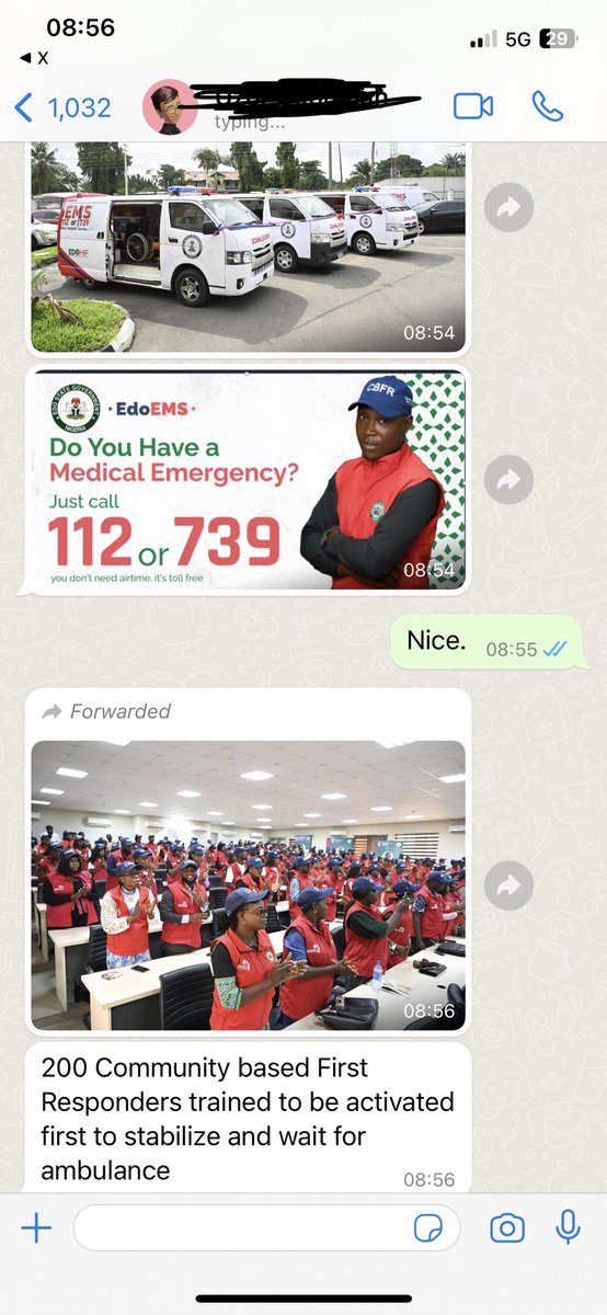 From my WhatsApp. She is a Health Systems consultant to the Edo state Govt Please share wide. It might save people’s lives. I didn’t even know this existed. If you are in Edo state, if there is a Health emergency, dial 112 or 739. It’s absolutely free. From dispatch all…