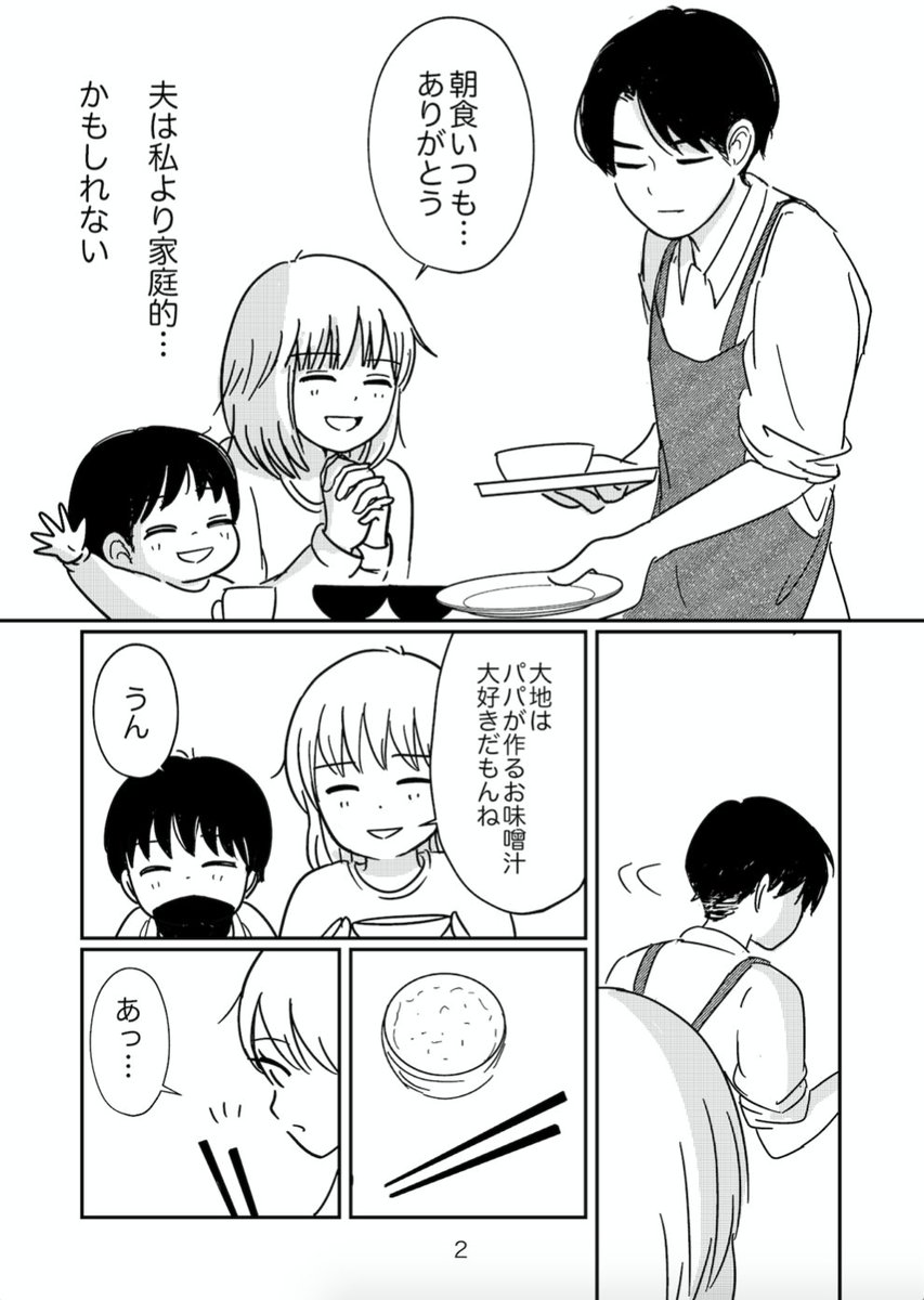 「夫と会話になりません」作画は線太めのデフォルメの絵柄と今のものと2パターン準備していました。
同じページでも線の太さや頭身が少し変わるだけで、若干印象が変わるような…変わらないような。参考までに。。