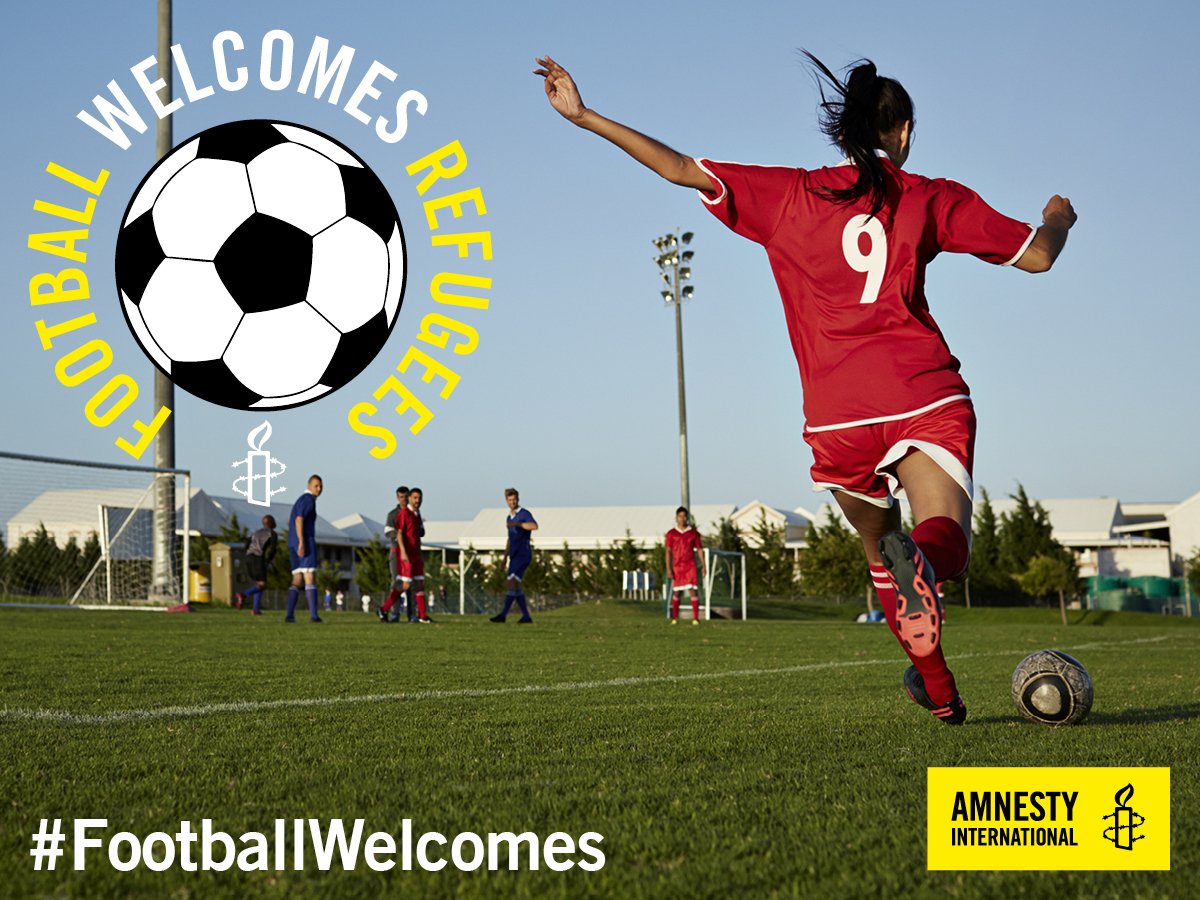 Football clubs across the country are taking part in Amnesty’s Football Welcomes to celebrate the contribution refugees make to the game. ⚽ Find out more 👇 amnesty.org.uk/football-welco…