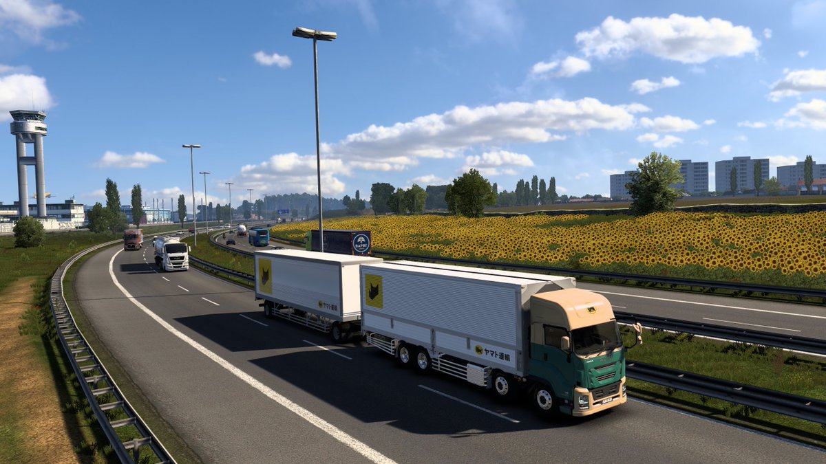 mihiro_2026's tweet photo. GIGAのペイントをヤマト運輸仕様に変更。翌朝ケルンの街を観光してみると歩道橋の上にハトがいたり、フォトスポットができてたりと楽しめました。そのケルンからフランスのパリへ航空郵便を配送しましたw
#ETS2
#ExperimentalBeta https://t.co/DyyuaCQpW3