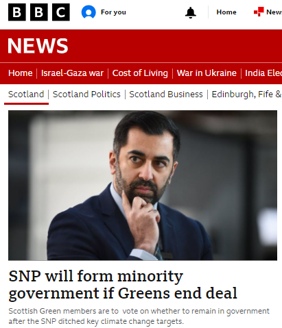 BBC Scotland is attempting to hoodwink the public into believing there's something unusual or inappropriate about a minority government. There isn't. The SNP formed a minority government from 2007 until 2011 and from May 2021 until August 2021.