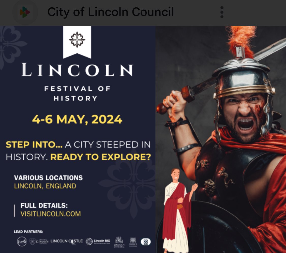 New festival coming to City ⛪️
celebrating  Lincolns legacy 
a Journey through time 
Looks to be a fabulous weekend 🎉
#visitlincoln #LincsConnect #lincolnfestivalofhistory #visitlincolnshire #accommodation
#hottubstays #businessstays