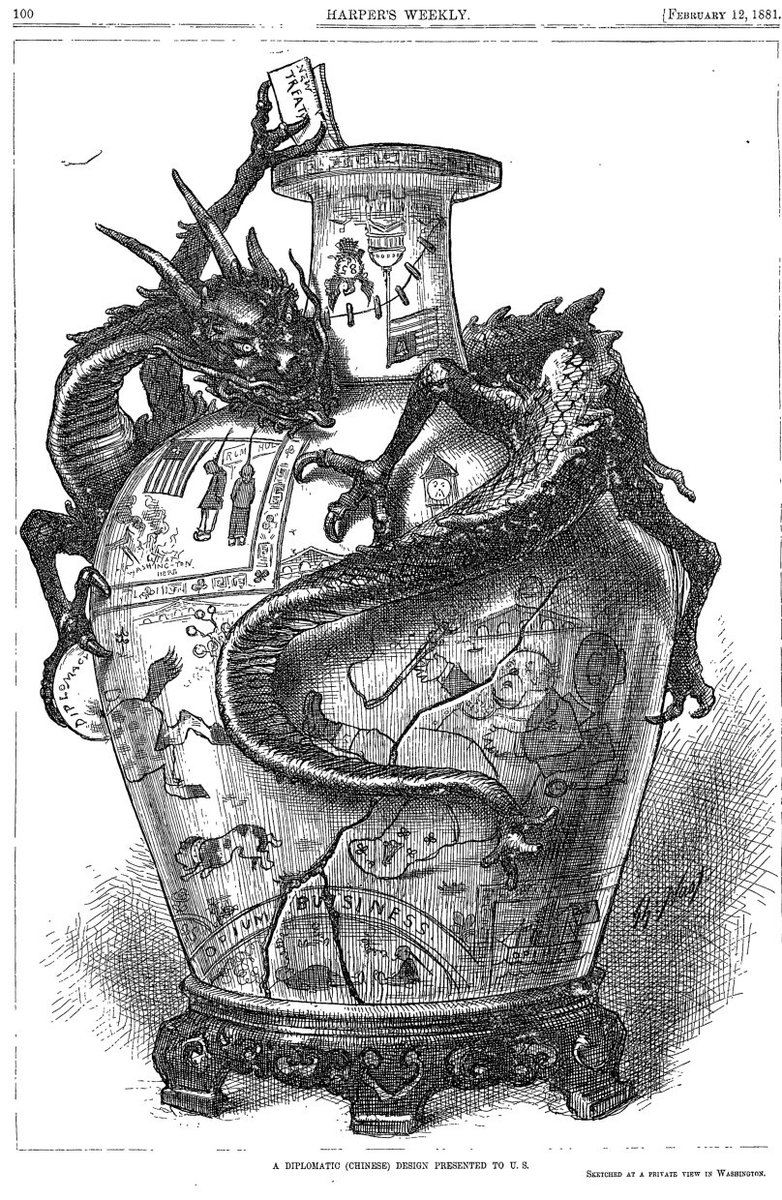 “A Diplomatic (Chinese) Design Presented to the U.S.” 1881 thomasnastcartoons.com/2014/03/02/a-d…