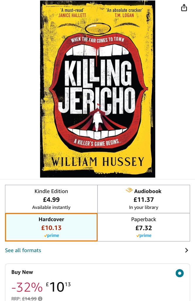 The gorgeous KILLING JERICHO hardcover is currently discounted a whopping 32% on Amazon! For a limited time only! amazon.co.uk/gp/aw/d/180418…