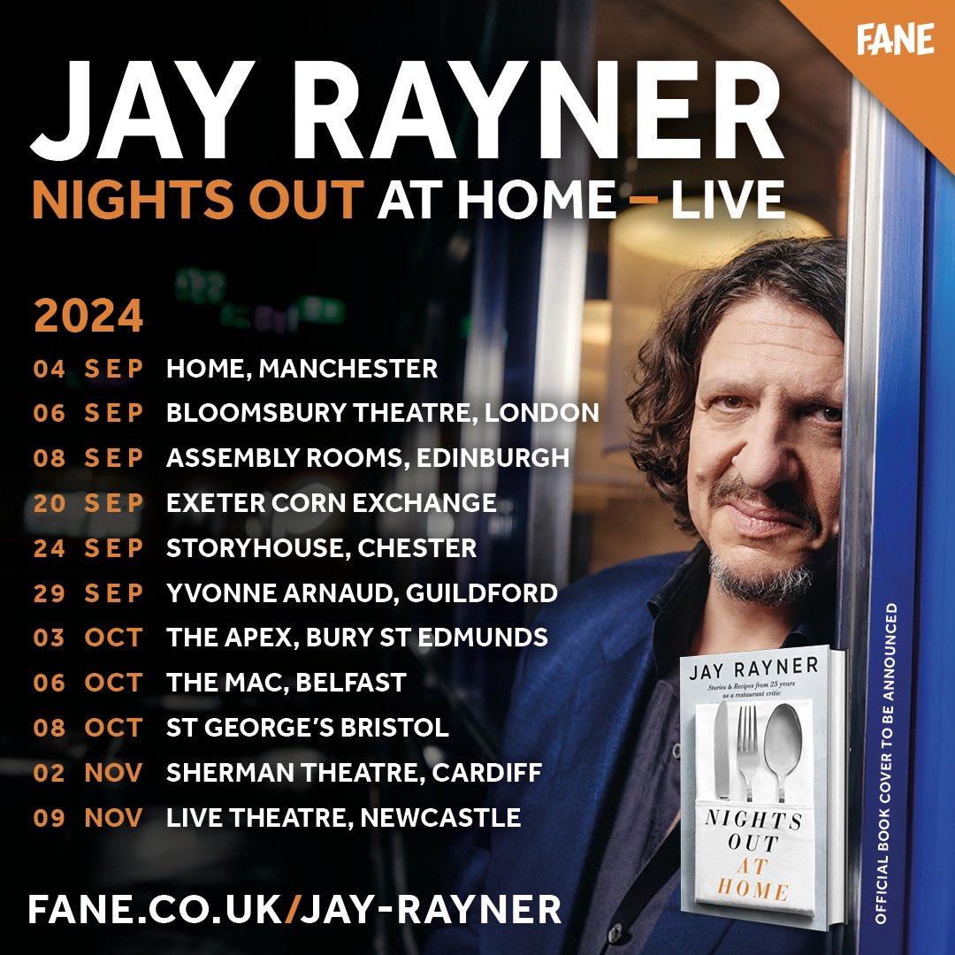 This September I mark 25 years as restaurant critic for the Observer, with my first cookbook. In Nights Out At Home I reverse engineer or come up with recipes inspired by my favourite restaurant dishes. And there’s a live tour. Links for both here: linktr.ee/jayrayner1