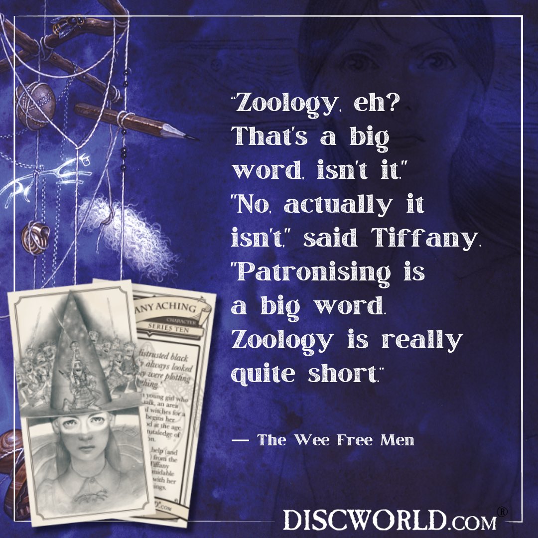 #BigWordDay “Zoology, eh? That's a big word, isn't it.' 'No, actually it isn't,' said Tiffany. 'Patronising is a big word. Zoology is really quite short.” — The Wee Free Men 📚 bit.ly/The-Wee-Free-M… #Discworld #TerryPratchett