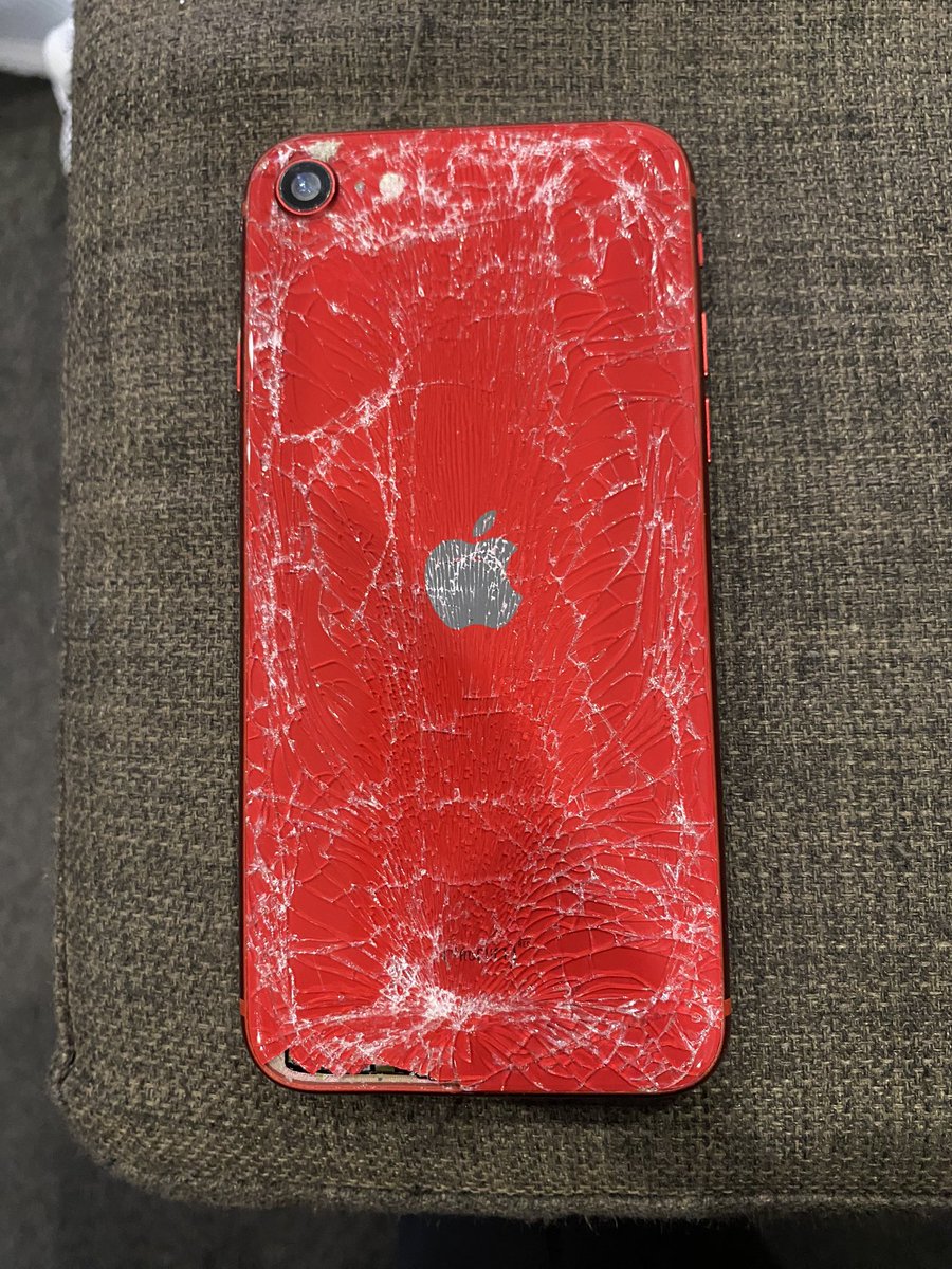 Another view of my dad’s run over phone. I told him the only red and black thing I’ve seen in worse condition is the Crusaders 😂