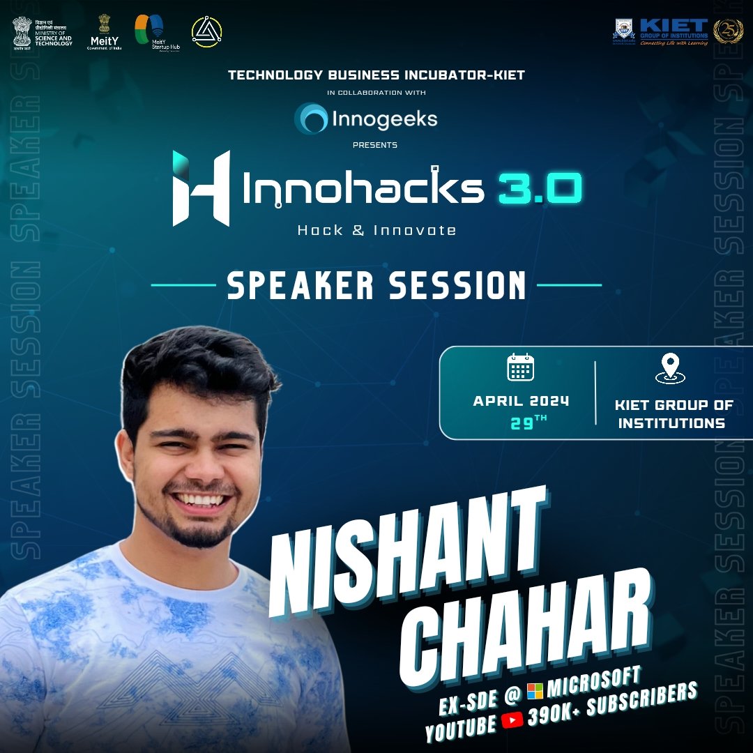 InnogeeksKiet's tweet photo. ✨ Brace yourself for an electrifying revelation at Innohacks 3.0!✨

Introducing the sensational 𝗡𝗶𝘀𝗵𝗮𝗻𝘁 𝗖𝗵𝗮𝗵𝗮𝗿- a 𝗬𝗼𝘂𝗧𝘂𝗯𝗲 𝗶𝗻𝗳𝗹𝘂𝗲𝗻𝗰𝗲𝗿 with a staggering 𝟯𝟵𝟬𝗸+ 𝘀𝘂𝗯𝘀𝗰𝗿𝗶𝗯𝗲𝗿𝘀 and a former 𝗦𝗗𝗘@𝗠𝗶𝗰𝗿𝗼𝘀𝗼𝗳𝘁! https://t.co/DJFVMOf3cs