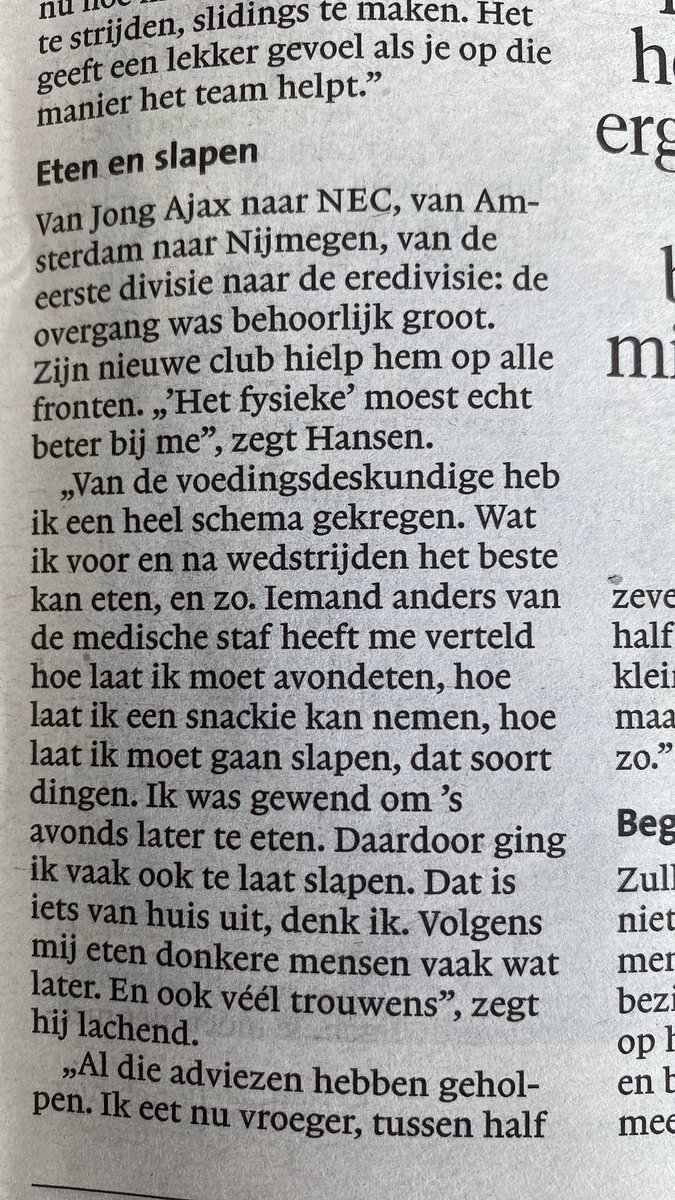 theodekort's tweet photo. @ypeprt @HenkSpaan9 En in de weekendkrant bevestigt Sontje Hansen het amateurisme nog eens bij Ajax. Bij NEC beter begeleiding van voeding tot slaapadvies, van harder trainen in de gym tot op het veld. https://t.co/XdRaphvtrI