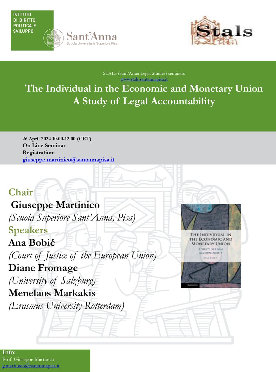Here is the next STALS webinar. with @ana_bobic @DianeFromage @M_Markakis. 26 April 2024, 10:00-12:00 (CET). Registration: giuseppe.martinico@santannapisa.it @CUP_Law @martinicogi @SantAnnaPisa