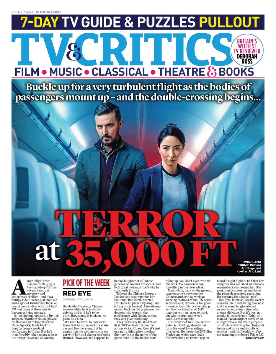 Buckle up for a very turbulent flight in #RedEye, @deborahross reviews #BlueLights and this messiah is a very naughty boy in #TheBookOfClarence Grab a copy of today’s #MailonSunday for all your essential weekly telly updates and more mailplus.co.uk