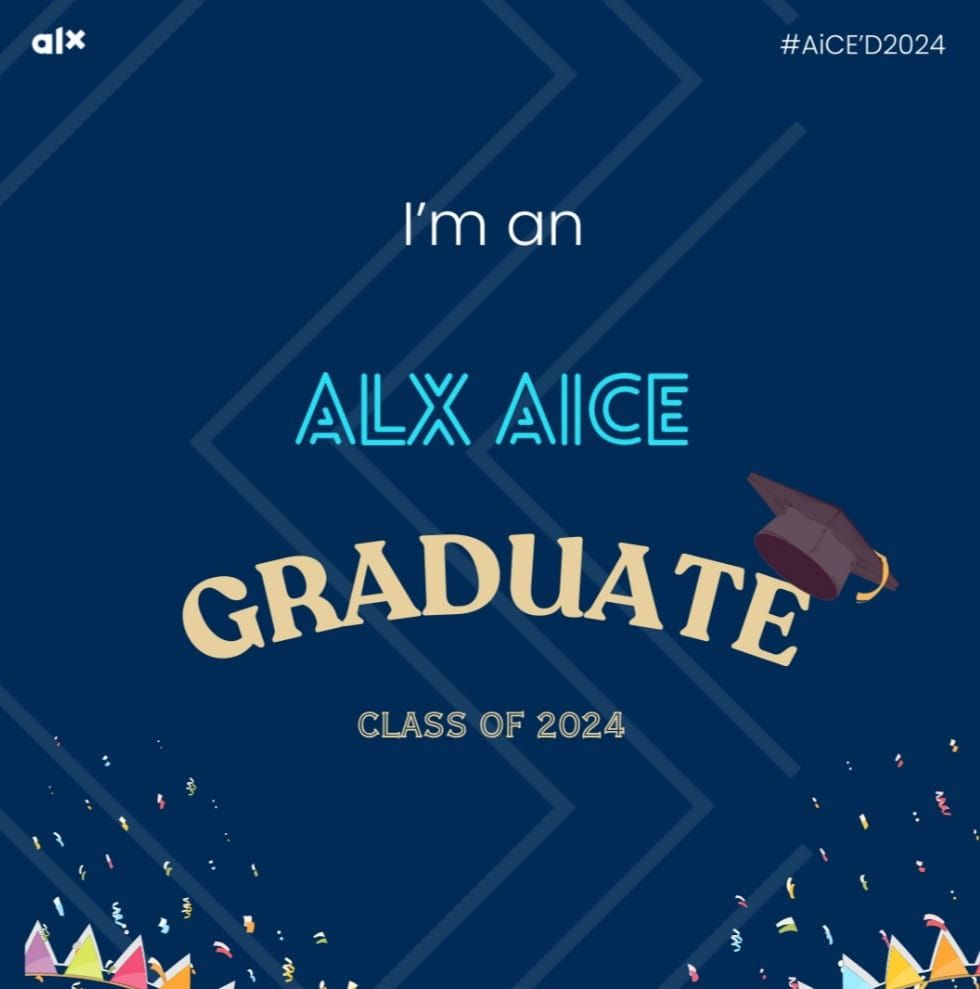 Excited to announce that I've officially graduated! 🎓 A huge thanks to @alx_africa @ALXAiCE @FredSwaniker who supported me along this journey. Here's to new beginnings and exciting adventures ahead! 🎉 #GraduationDay #NewChapter @ALXAiCE @alx_africa