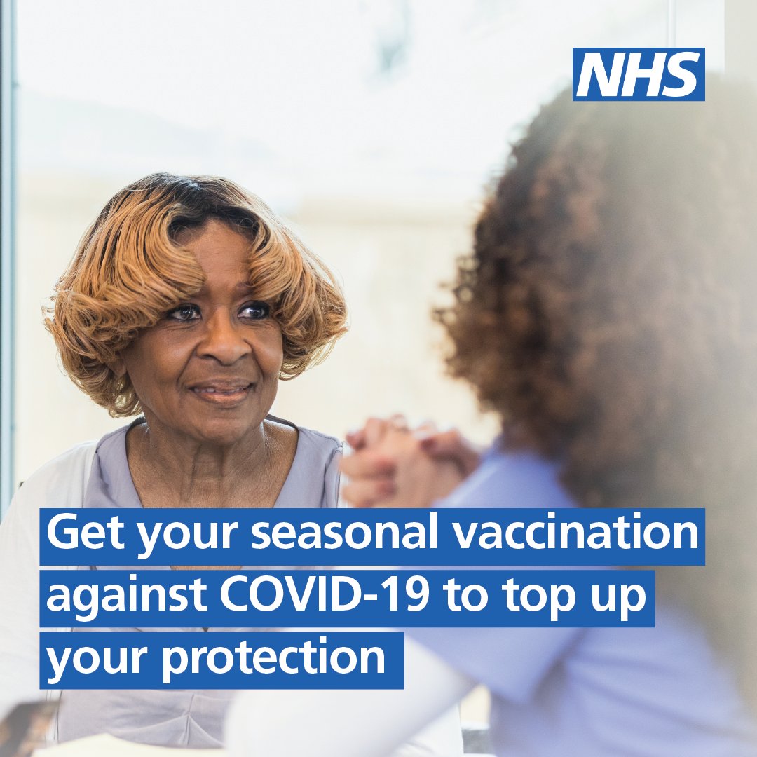 Anyone aged 75 or over, or who has a weakened immune system, can now book their seasonal COVID-19 vaccine online or via the NHS App. You don't need to wait to be invited. Find out more at nhs.uk/book-vaccine