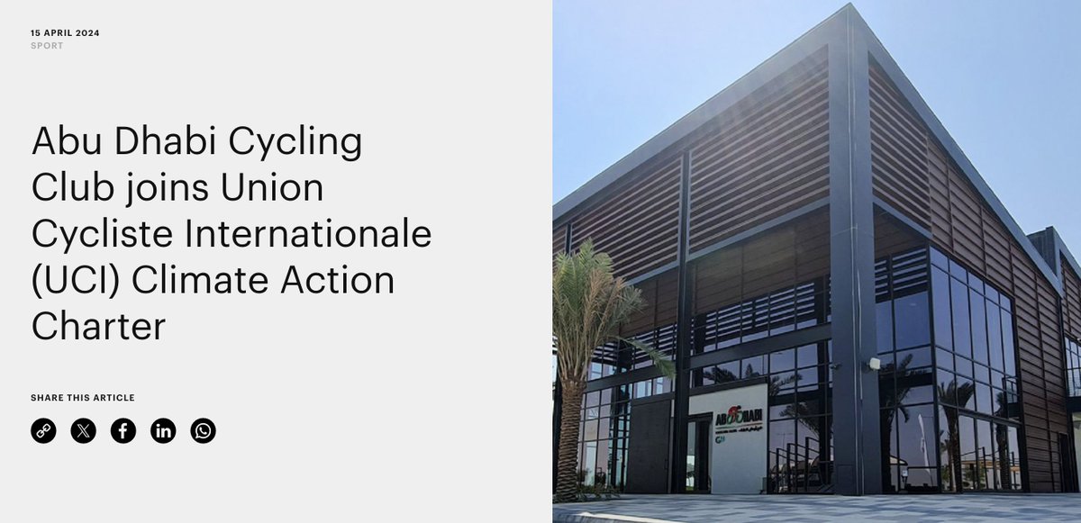 🚴‍♂️ @adcyclingclub is taking climate action alongside other clubs in the Middle East and Asia, by joining the UCI Climate Action Charter! 🔗 Link: mediaoffice.abudhabi/en/sport/abu-d… #sportpositive #greensports #sportsforclimateaction