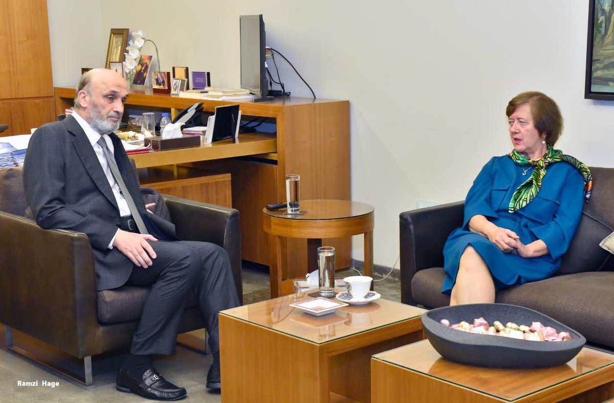 LF_ForeignAff's tweet photo. President of the Lebanese Forces party @DrSamirGeagea discussed local and regional developments with @UNSCOL H.E. @JWronecka particularly the issue of the Syrian presence in #Lebanon.
@eliasastephan 
@RKouyoumjian
@marcgsaad 
#StrongRepublic
@UN_Lebanon https://t.co/WxypHLztV7