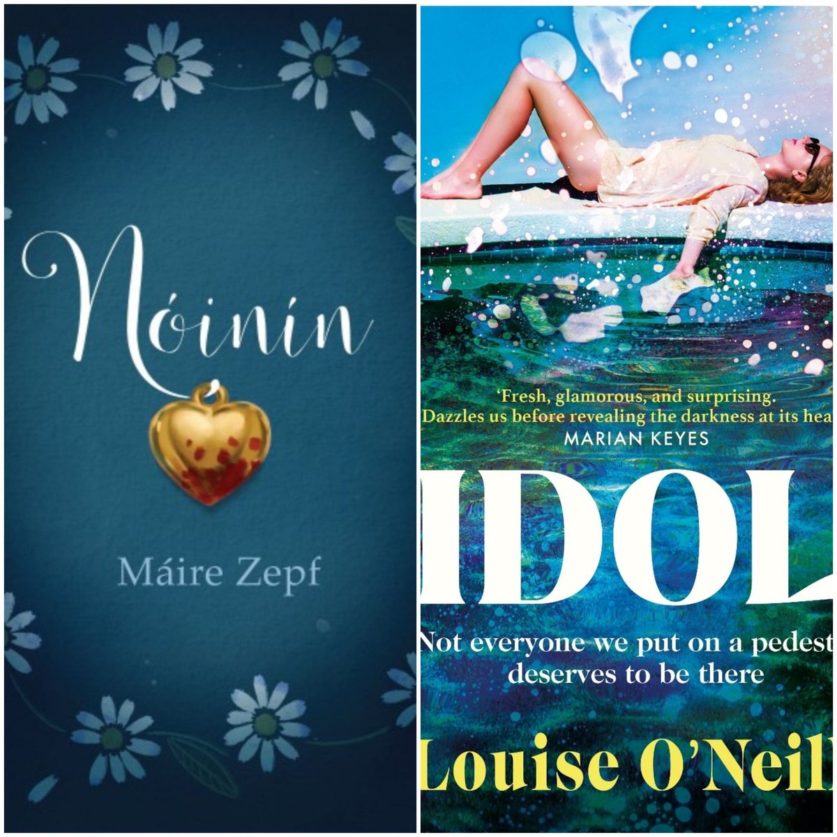 Day 21 of #ReadIrishWomenChallenge24 A book that talks about social media. @oneilllo's novel Idol for adults (although her YA titles would fit this prompt too). For YA readers, Nóinín by @MyraZepf. @LiteracyLink1 @FoxrockLoreto @DubrayBooks @IrishKidsBooks @CoisLife