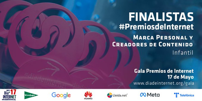 Finalistas #PremiosdeInternet 2024
Marca Personal en RRSS – Infantil:

@ciberlab 
@pilarjorgemartinescritora 
@pepitamolafundacion 

17 Mayo – Gala Premios de Internet
Síguela: diadeinternet.org/gala
#ddi2024 #diadeinternet #premiosdeinternet