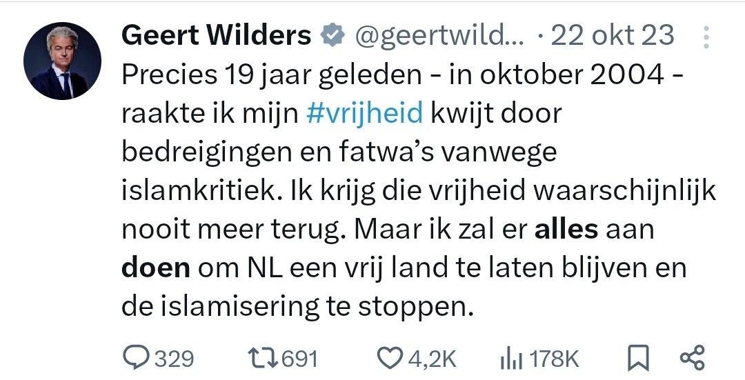 Hier zegt Geert #Wilders dat hij #alles zal doen om de islamisering te stoppen. Alles Geert, ook moorden? #pvv #Timmermans