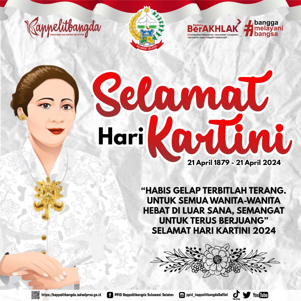 #sahabatpembangunan

Jangan biarkan kegelapan kembali datang jangan biarkan kaum wanita kembali diperlakukan semena-mena.

Selamat Hari Kartini 21 April 2024