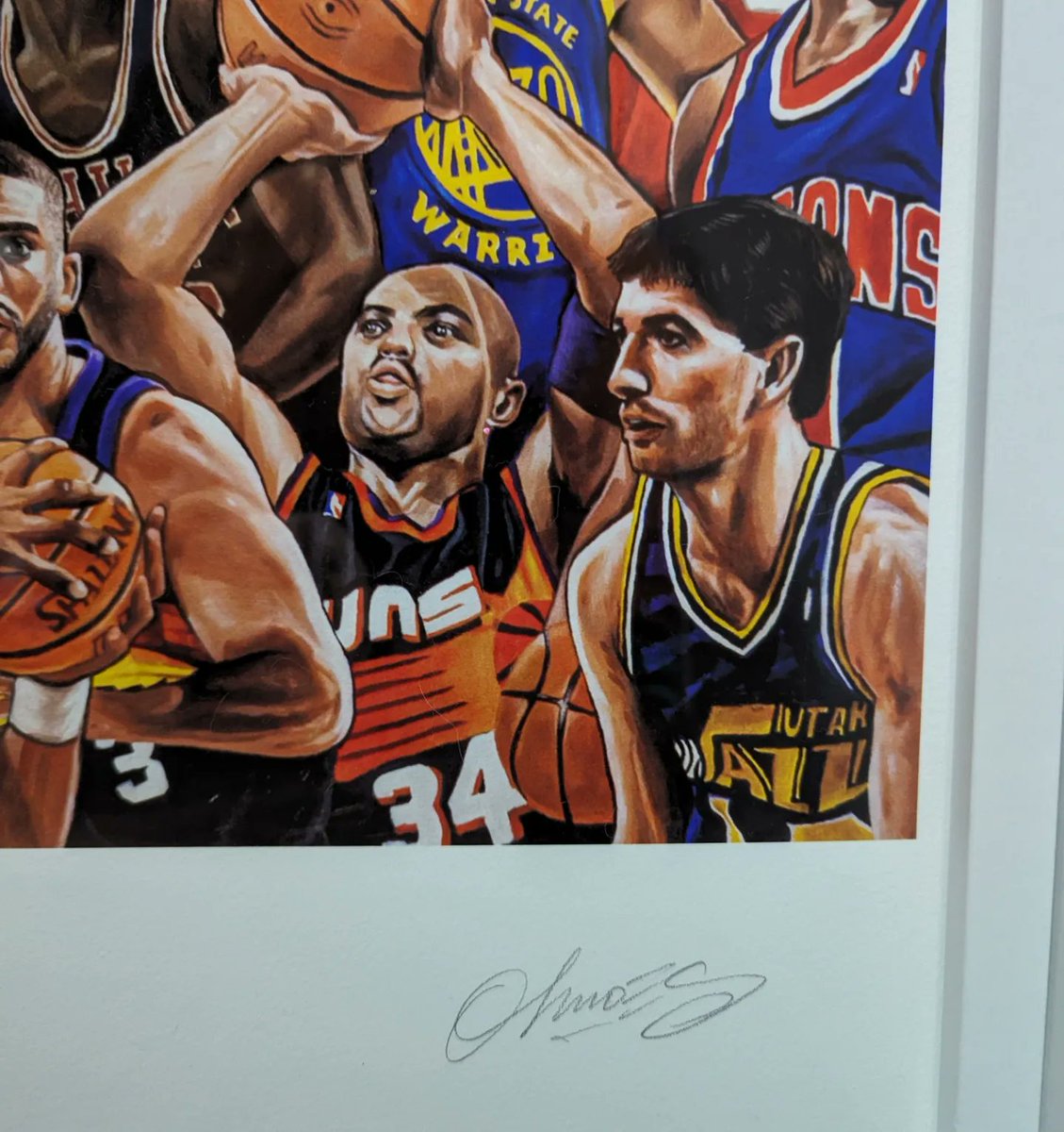 nicksplitter's tweet image. In The Paint: #61 of #NBA75 (finally) done right. If you haven't checked out @Ohnoes_one for your sports art then you haven't lived 🔥🔥🔥🔥 
#nba #sport #sports #art #artist