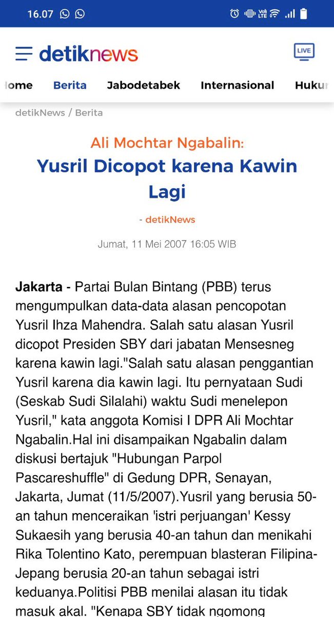 Betulkah kata @AliNgabalinNew kalau @Yusrilihza_Mhd dicopot @SBYudhoyono karena kawin lagi?