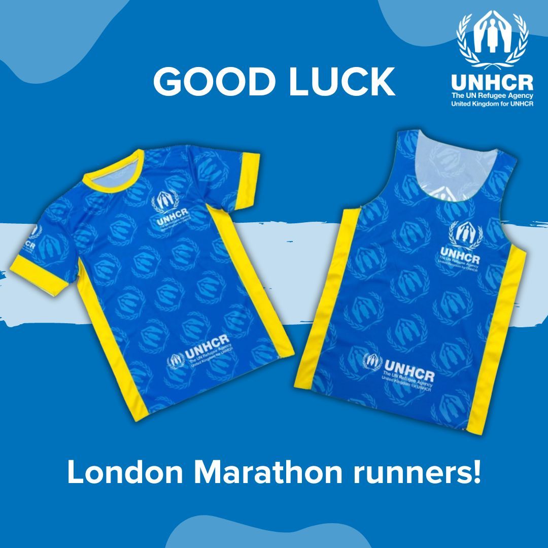 Good luck to our amazing fundraisers Gary, Jane and Anastasia who are running for refugees at the #LondonMarathon today! If you're out and about and spot one of our fundraisers rocking our iconic blue and yellow UK for UNHCR t-shirts or vests be sure to give them a cheer! 🎉👏