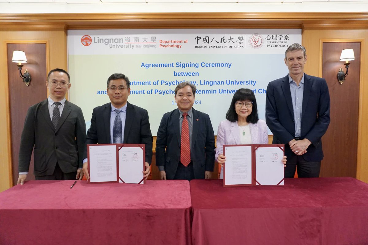 The Department of Psychology at Lingnan University and Renmin University of China have signed a new five-year cooperation agreement, fostering teaching exchanges, research collaboration, and professional development. This partnership aims to enhance academic exchanges, strengthen