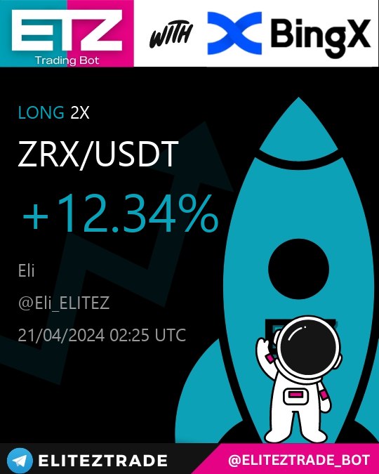 ✅ #ZRXUSDT TP1 alcanzado | Beneficios: +12.34% 🟢 Bot by @ELITEZTRADE #Investing #Trading #Criptomonedas #Cripto #Crypto Telegram: t.me/ELITEZTRADE