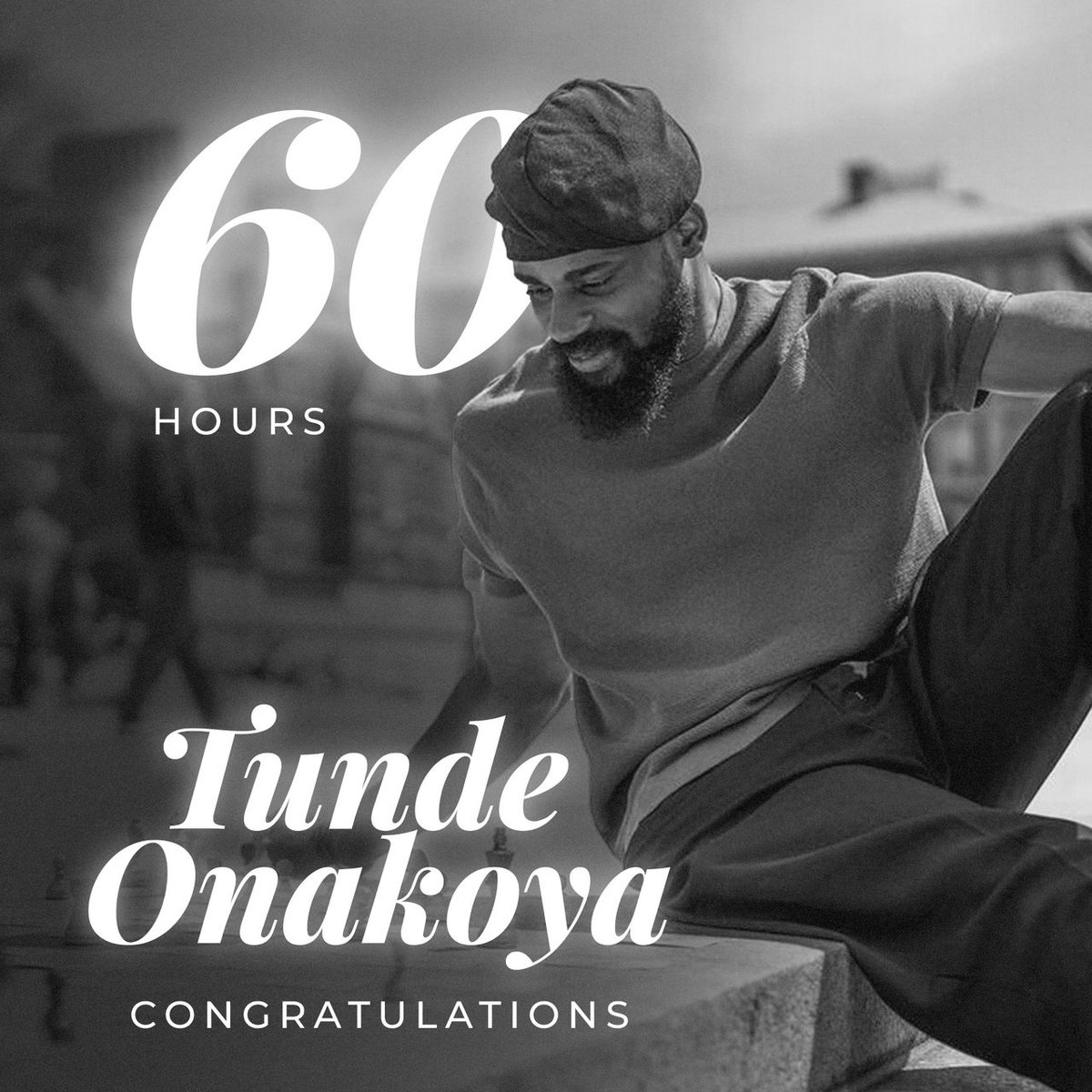 REELfoundation's tweet photo. Checkmate! 

Tunde Onakoya has conquered the longest chess marathon challenge with an extra 2 hours to spare! 

We congratulate you on your win and send our kind wishes your way!

#ChessMarathonForChange #reelfoundation https://t.co/vx9rXRGtB3