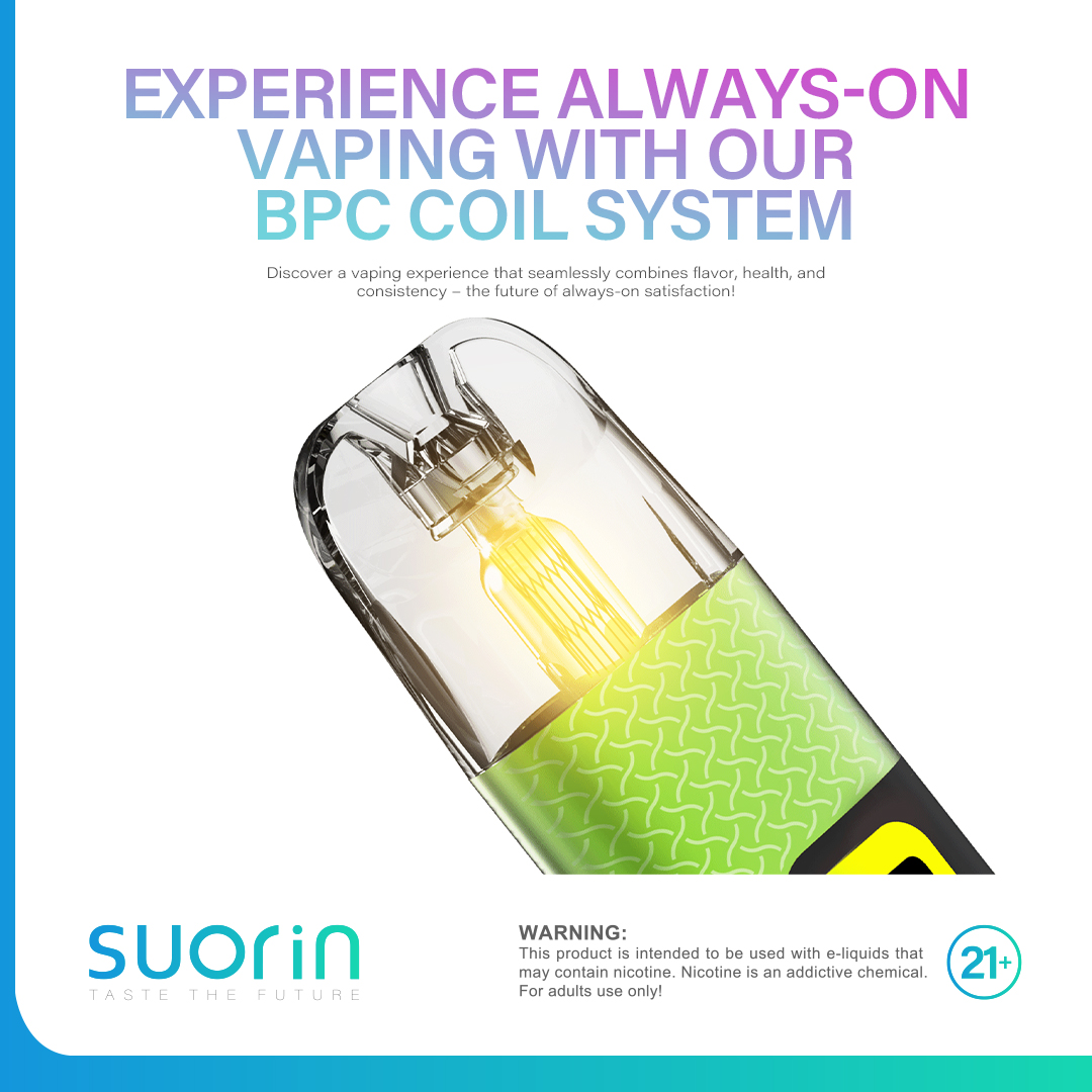 Adopt BPC heating tech, and discover a vaping experience that seamlessly combines flavor, health, and consistency – the future of always-on satisfaction!😉😉😉

Warnings: This product is only for adults.

#suorin #suorinfero #vaping #podit #ecig #vapefams