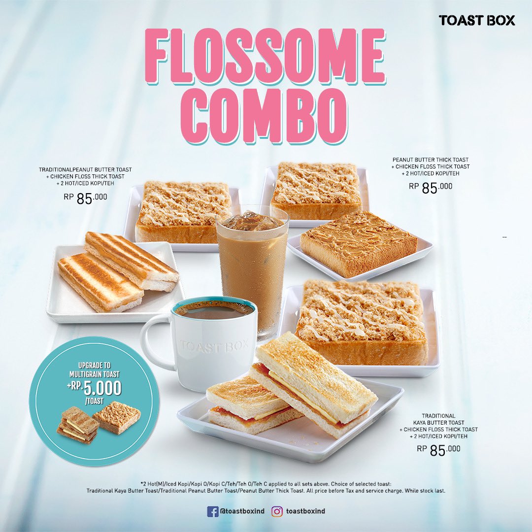 Our Signature Chicken Floss Thick Toast is back with special offer! Paired with people’s favorite toast: Traditional Kaya Butter Toast, Traditional Peanut Butter Toast, and Peanut Butter Thick Toast. Toastbox | Ground Floor, EPM