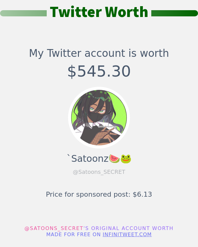 My Twitter worth is: $545.30

➡️ infinitytweet.me/account-worth