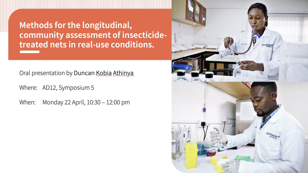 Join @duncan_kobia for his oral presentation on the methods for the longitudinal, community assessment of insecticide-treated nets in real-use conditions. See the presentation in AD12, Symposium 5, tomorrow, Monday, 22 April, 10:30 – 12:00 pm! @MIM_PAMC