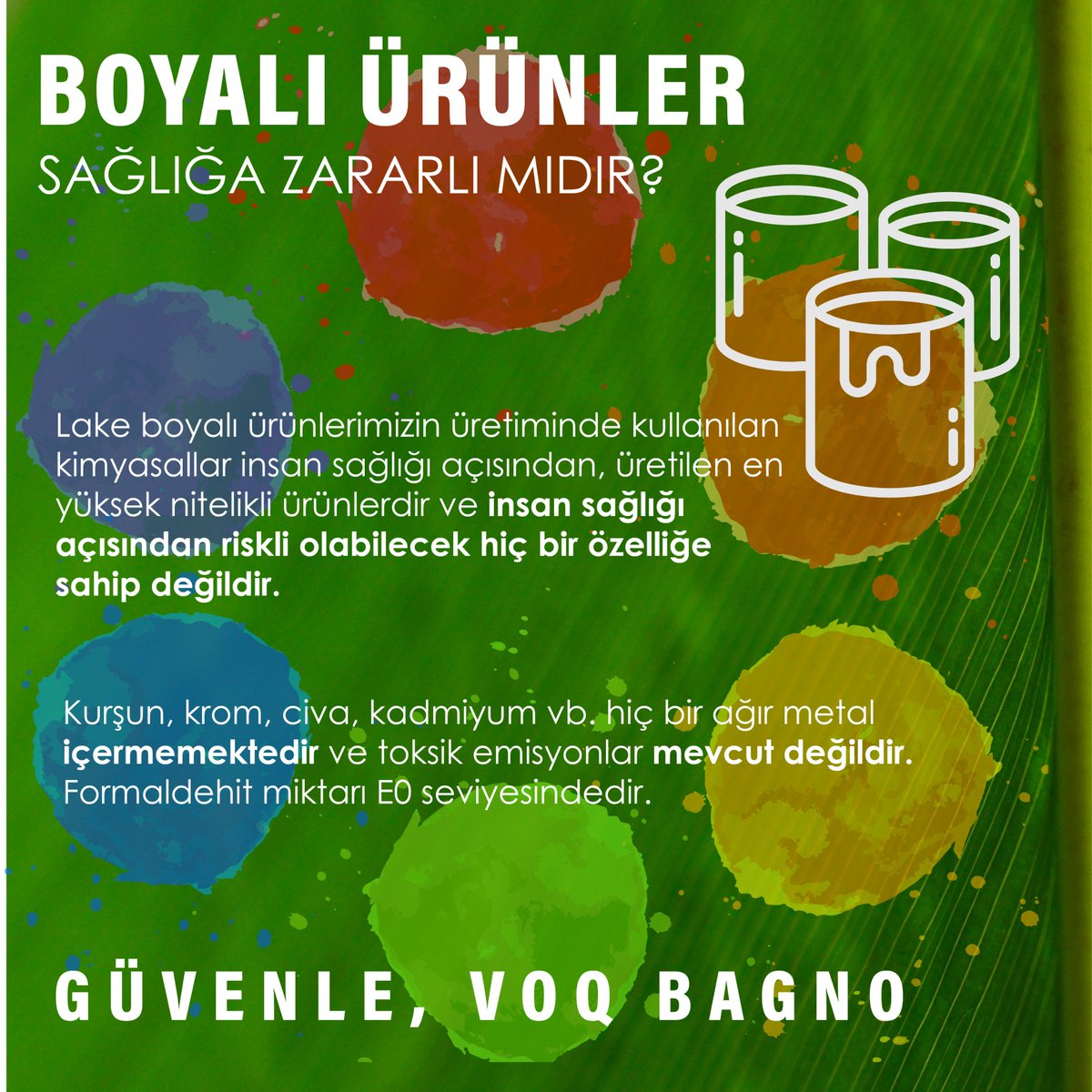 Lake boyalı ürünlerimiz, insan sağlığı açısından riskli olabilecek hiçbir özelliğe sahip değildir.  GÜVENLE, VOQ BAGNO

Our lacquered painted products do not have any features that may pose a risk to human health. WITH CONFIDENCE, VOQ BAGNO

#voq #voqbagno #banyomobilyası