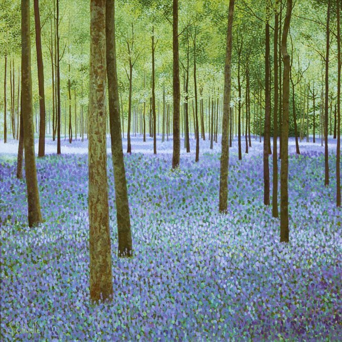 Britain is home to almost half of the world’s bluebells, found in ancient or semi-natural woodlands, flowering in April and May. 'Bluebell woods' by contemporary UK painter Susan Entwistle #WomensArt