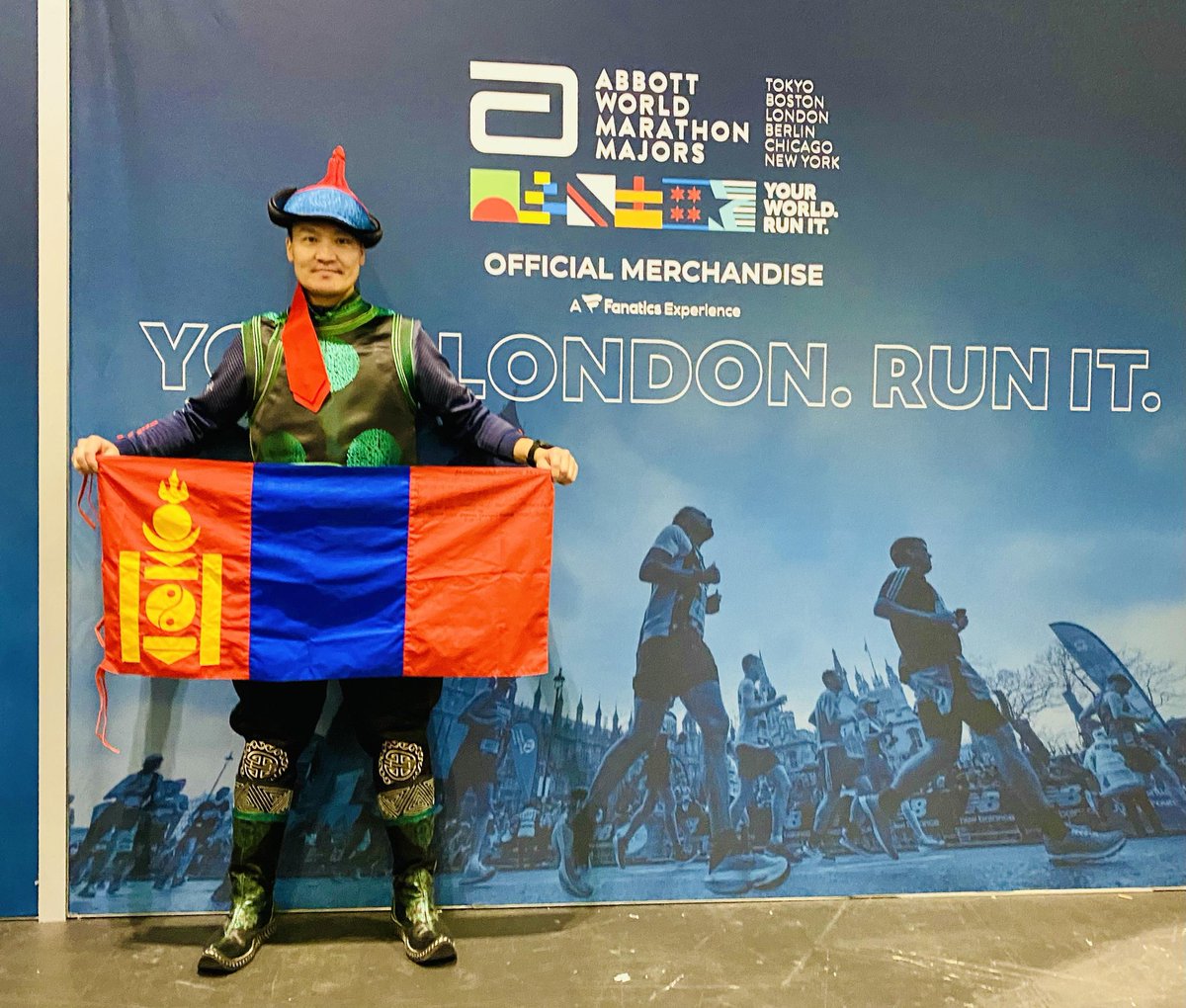 MONGOL Identity 🌐 (@mongolidentity) on Twitter photo WORLD GUINNESS RECORD - MONGOL BOOTS
We wish our member <a href="/ganzorig_u/">Ganzo Ulaan</a> who is attempting the World Guinness Record, running #londonmarathon2024 wearing Mongolian boots. This is the first time in a marathon history. GOOD LUCK! We are rooting for you! 🌎🤜🤞🙏 You can do it! WORLD GUINNESS RECORD - MONGOL BOOTS
We wish our member <a href="/ganzorig_u/">Ganzo Ulaan</a> who is attempting the World Guinness Record, running #londonmarathon2024 wearing Mongolian boots. This is the first time in a marathon history. GOOD LUCK! We are rooting for you! 🌎🤜🤞🙏 You can do it!