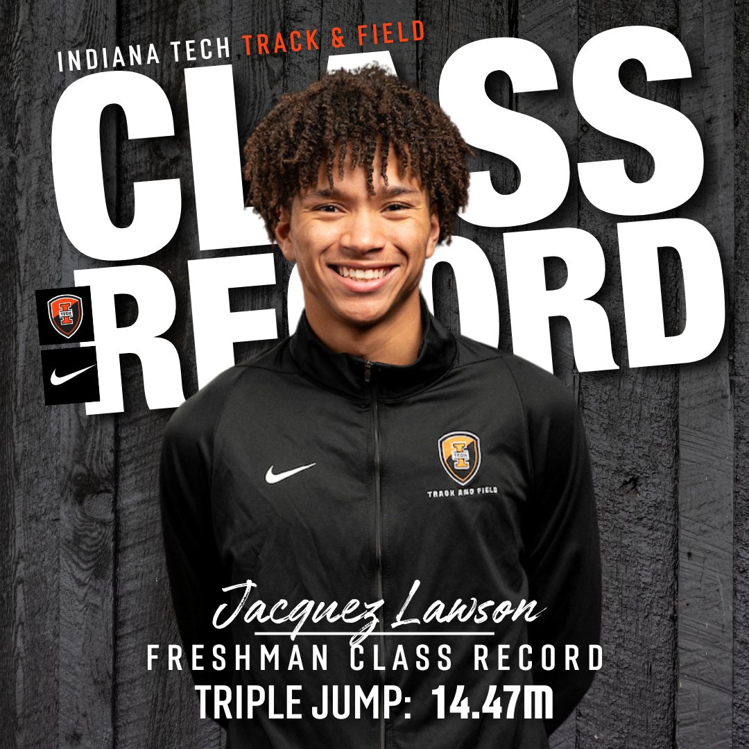 Congratulations to Jacquez Lawson for setting an Indiana Tech freshman record in the triple jump at 14.47m.  The previous record of 14.36m was set by Shomari Somerville in 2019.