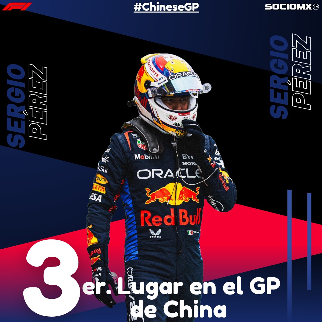 Socio_MX's tweet photo. ¡UN PODIO MÁS PARA CHECO! 🇲🇽
El mexicano @SChecoPerez se quedó con el tercer puesto en el GP de China 🤔. Verstappen se llevó el 🇨🇳
1️⃣ #Verstappen
2️⃣ #Norri
3️⃣ #ChecoPérez
#chinesegp #checoperez #maxverstappen #sociomx https://t.co/r0ycrQI519