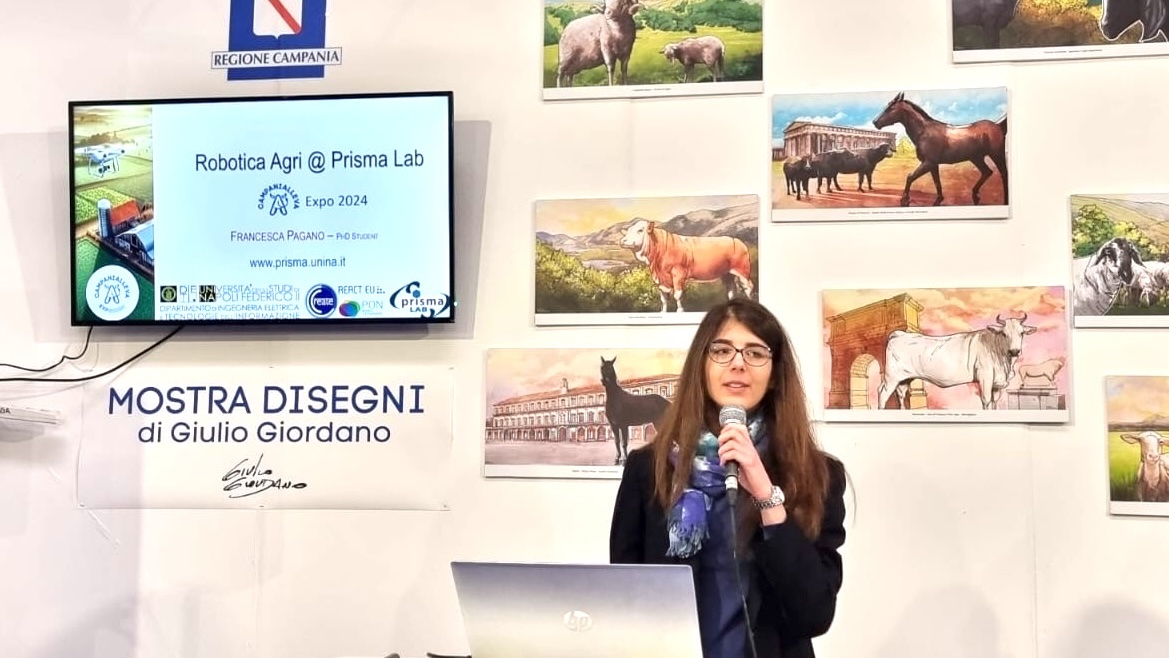 PRISMALabUnina's tweet photo. 👩🌾 𝖠𝖦𝖱𝖨-𝖱𝖮𝖡𝖮𝖳𝖨𝖢𝖲🌾
#comunicazione #ricerca #robotica #agricoltura #sostenibilità
Francesca Pagano, PhD student #PRISMALab, ha presentato a Campania Alleva Expo 2024 le attività di ricerca del gruppo per la robotica aerea e su gambe in ambito #agritech. https://t.co/Tnf3a9mMa4