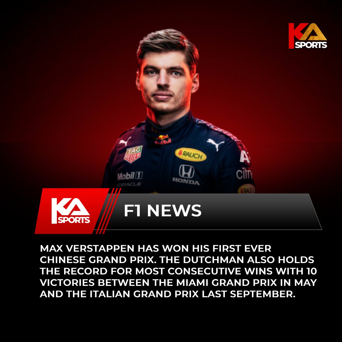 Max Verstappen Wins His First Ever Chinese Grand Prix In Shanghai🏆🇨🇳
#formula1 #formula1racing #F1 #ChineseGrandPrix  #Kasports