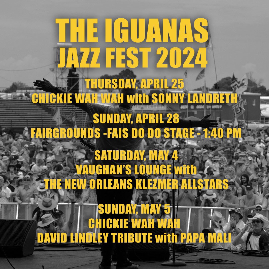 theiguanas's tweet photo. See you at the @jazzfest ! https://t.co/GkF0n2YKdb