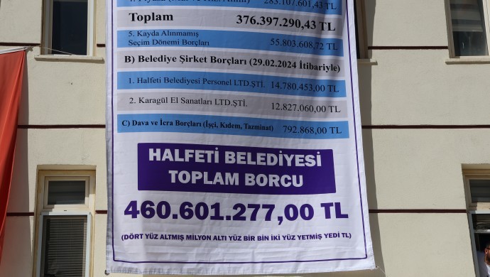 Taşımalı oylarla 2019 yerel seçimlerinde Halfeti Belediyesi’nin başına geçen AKP’li Şeref Albayrak, belediyenin 438 taşınmazını satarak, 460 milyon 601 bin TL borç bıraktı