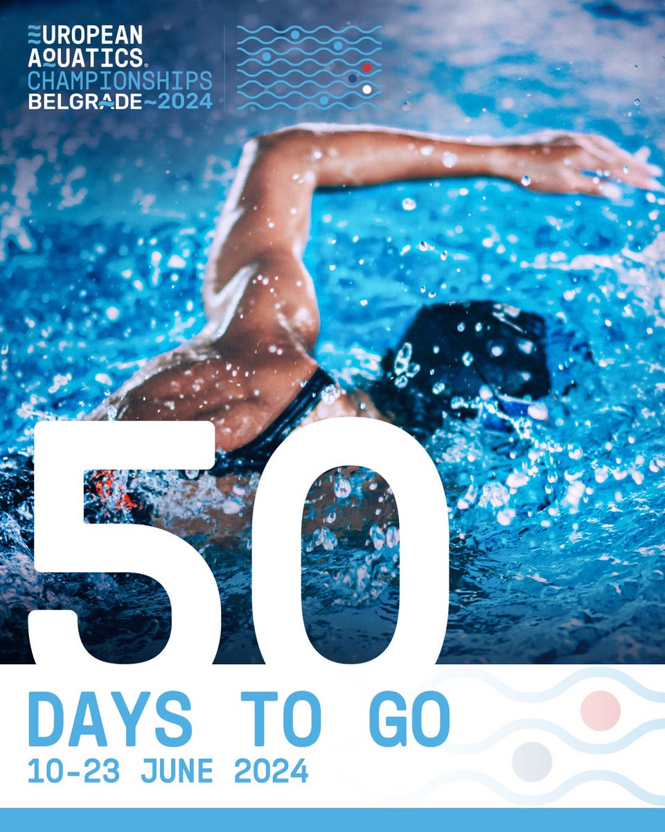 EuroAquatics's tweet photo. The countdown to #EACBelgrade2024 is well and truly on 🤩

Just 5️⃣0️⃣ days to go until European Aquatics takes over Belgrade for an incredible two-weeks of aquatics action across four disciplines! 🇷🇸

#EuropeanAquatics https://t.co/LqTPsWWpO1