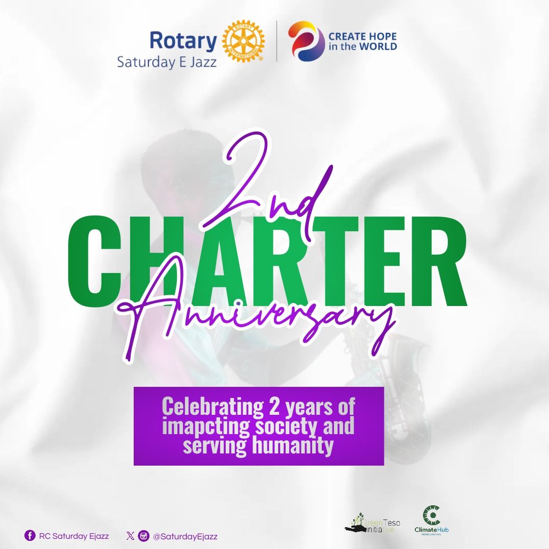The Rotary Club of Saturday E-Jazz celebrated its second anniversary, reflecting on two years of impactful community projects. 'Cheers to creating a meaningful impact together for many more years as a club committed to service above self!' HCP Diana Atim